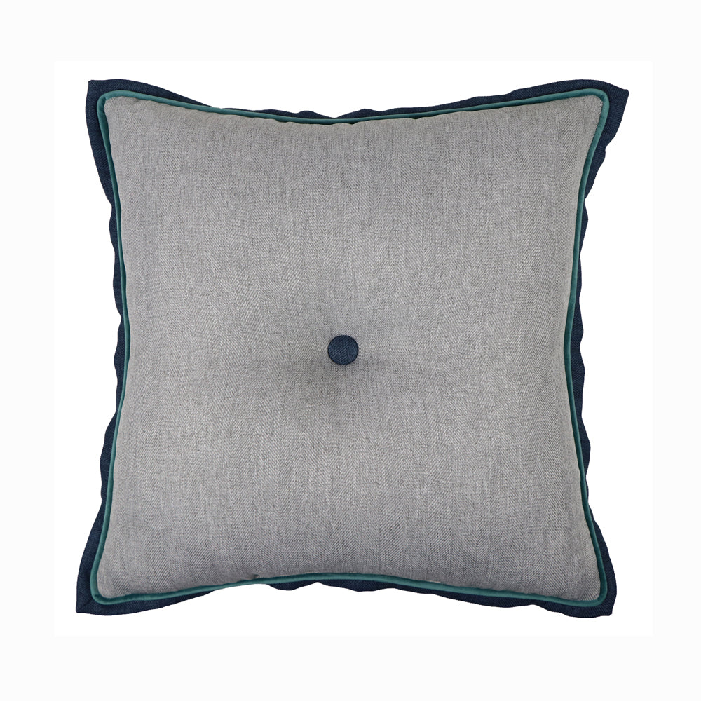 HERRINGBONE PATTERNED DECORATIVE PILLOW WITH PIPE AND BUTTONS