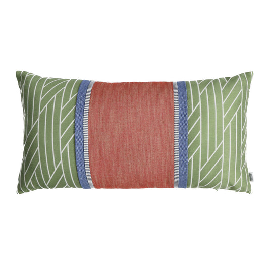 PATTERNED RECTANGULAR DECORATIVE PILLOW WITH TAPE DETAIL