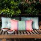 PATTERNED RECTANGULAR DECORATIVE PILLOW WITH TAPE DETAIL