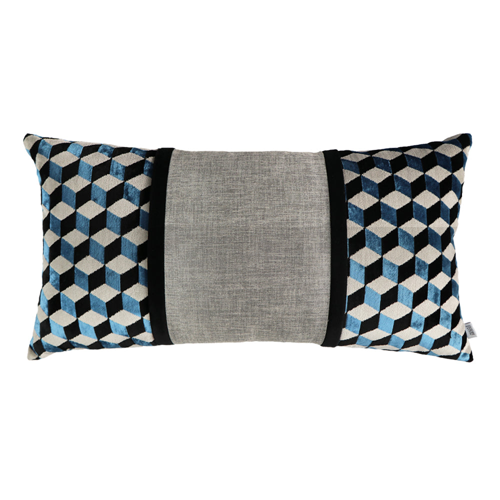 GEOMETRIC PATTERNED RECTANGULAR PILLOW WITH BAND IN THE MIDDLE
